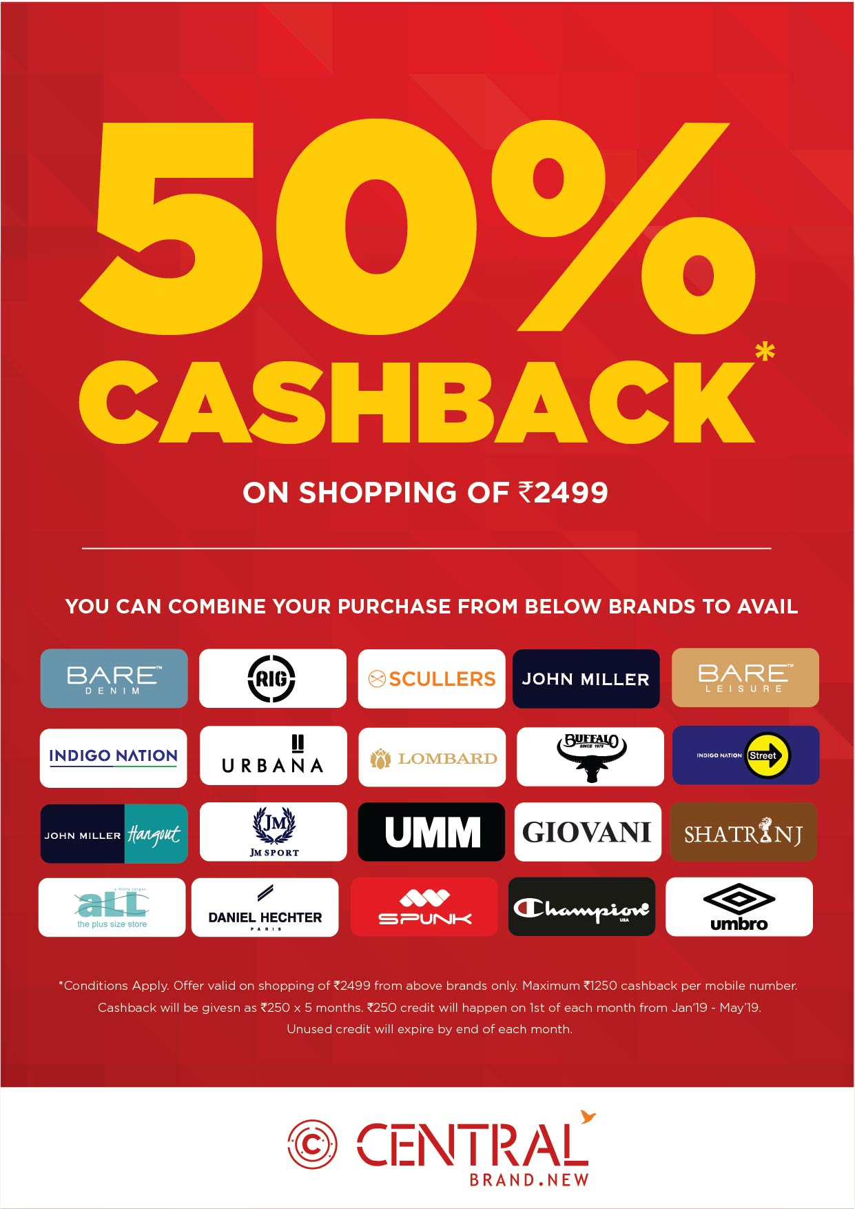 50% Cashback on Shopping of Rs.2499
